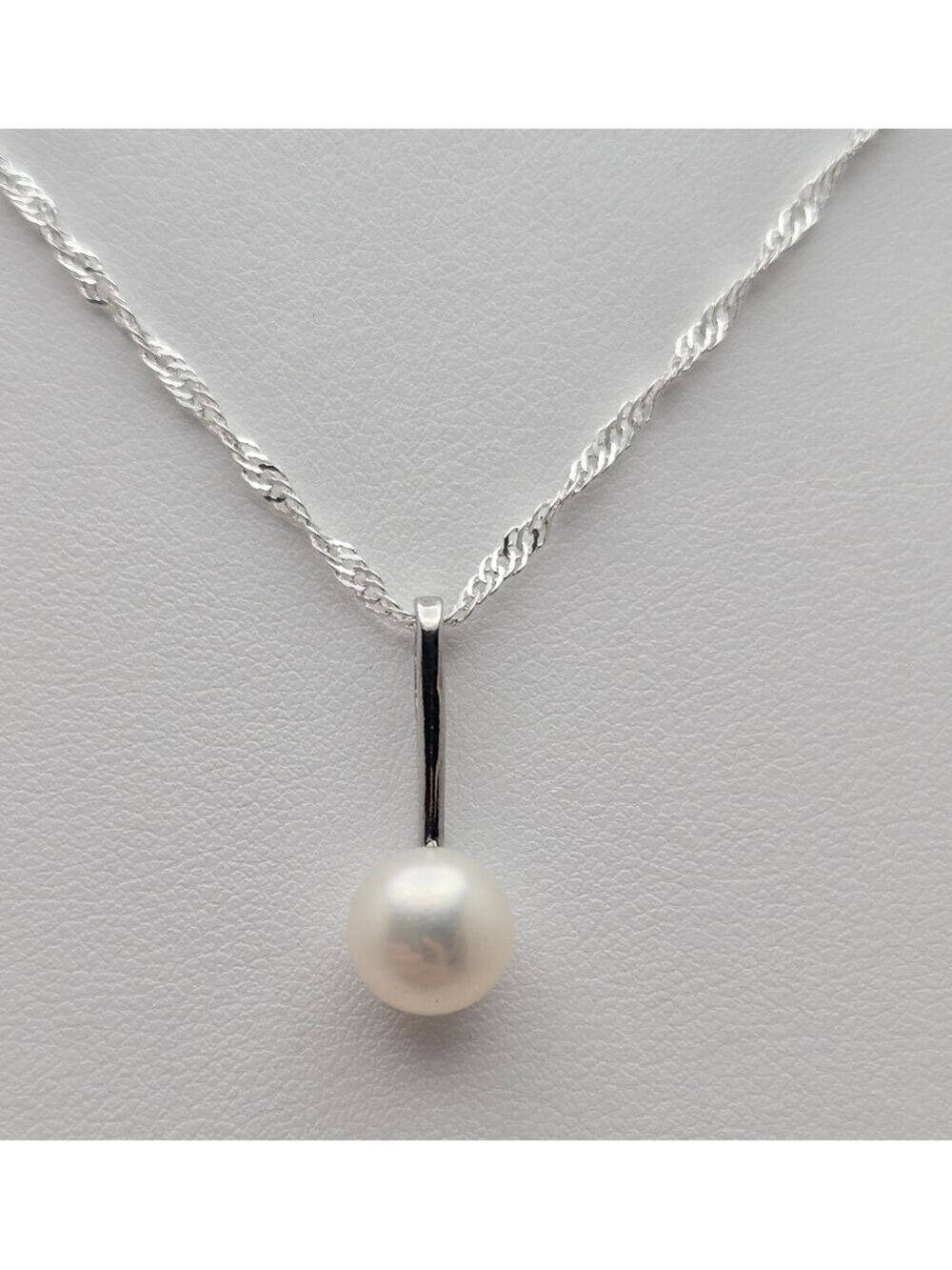 Freshwater White Real Pearl Necklace 18” Silver Plated Twisted Chain NWOT